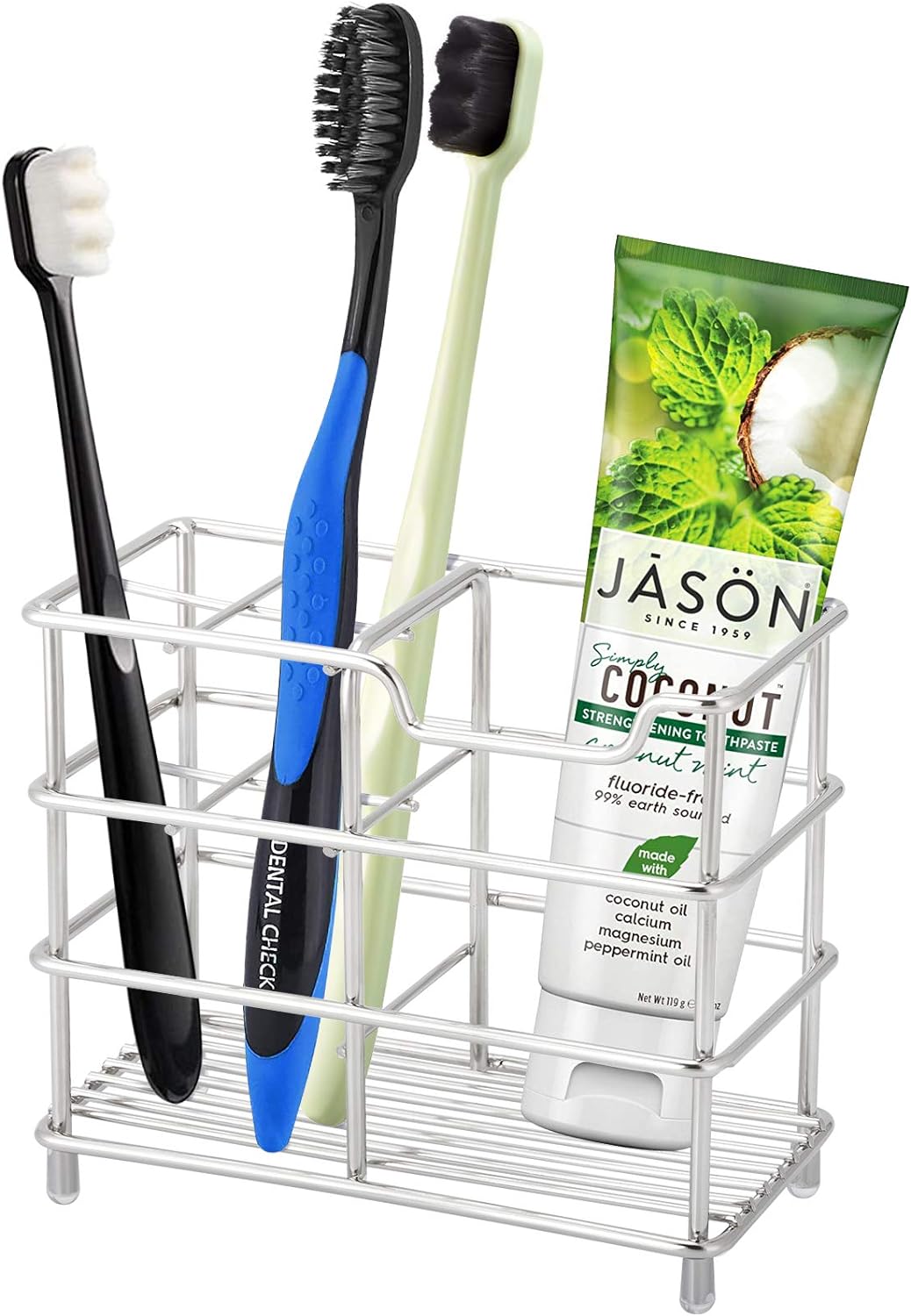 Stainless Steel Bathroom Toothbrush & Toothpaste Holder Bathroom Organizer