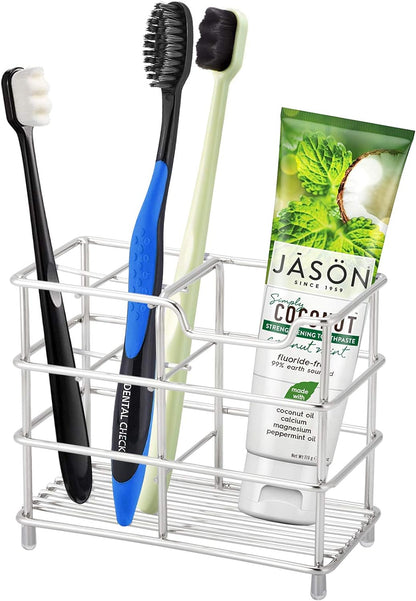 Stainless Steel Bathroom Toothbrush & Toothpaste Holder Bathroom Organizer