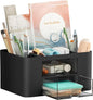 Pen Organizer with 2 Drawer, Multi-Functional Pencil Holder for Desk, Desk Organizers and Accessories with 5 Compartments + Drawer 
