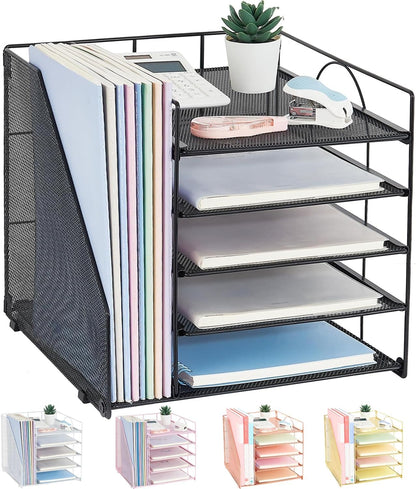 Desk Organizers and Accessories, 5-Tier Paper Letter Tray with File Holder