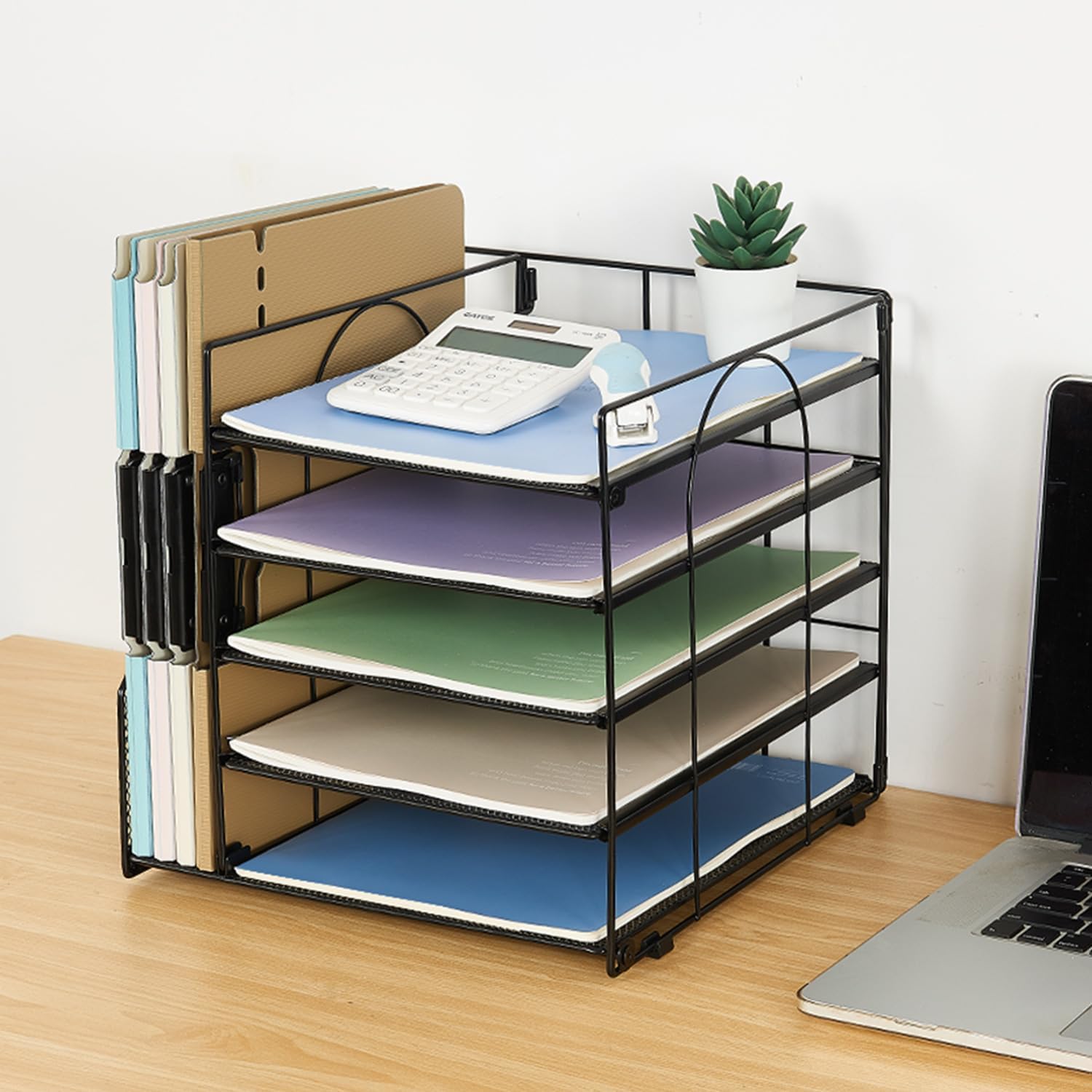 Desk Organizers and Accessories, 5-Tier Paper Letter Tray with File Holder