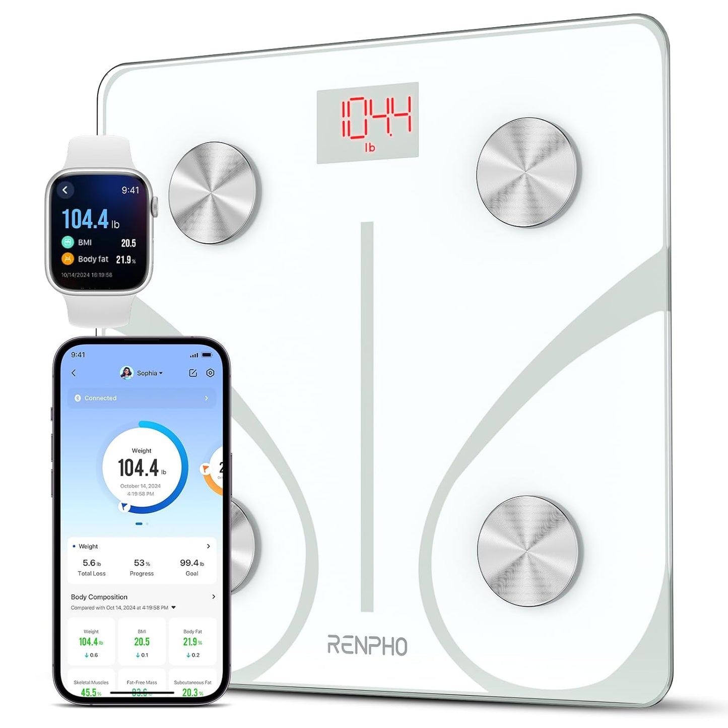Smart Scale for Body Weight, FSA HSA Eligible, Digital Bathroom Scale BMI Weighing Bluetooth Body Fat Scale, Body Composition Monitor Health Analyzer with Smartphone App, 400 Lbs 
