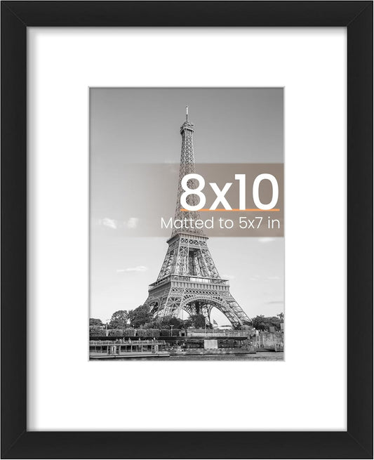 Wall-Hanging Picture Frame, Display Pictures 5X7 with Mat or 8X10 without Mat
