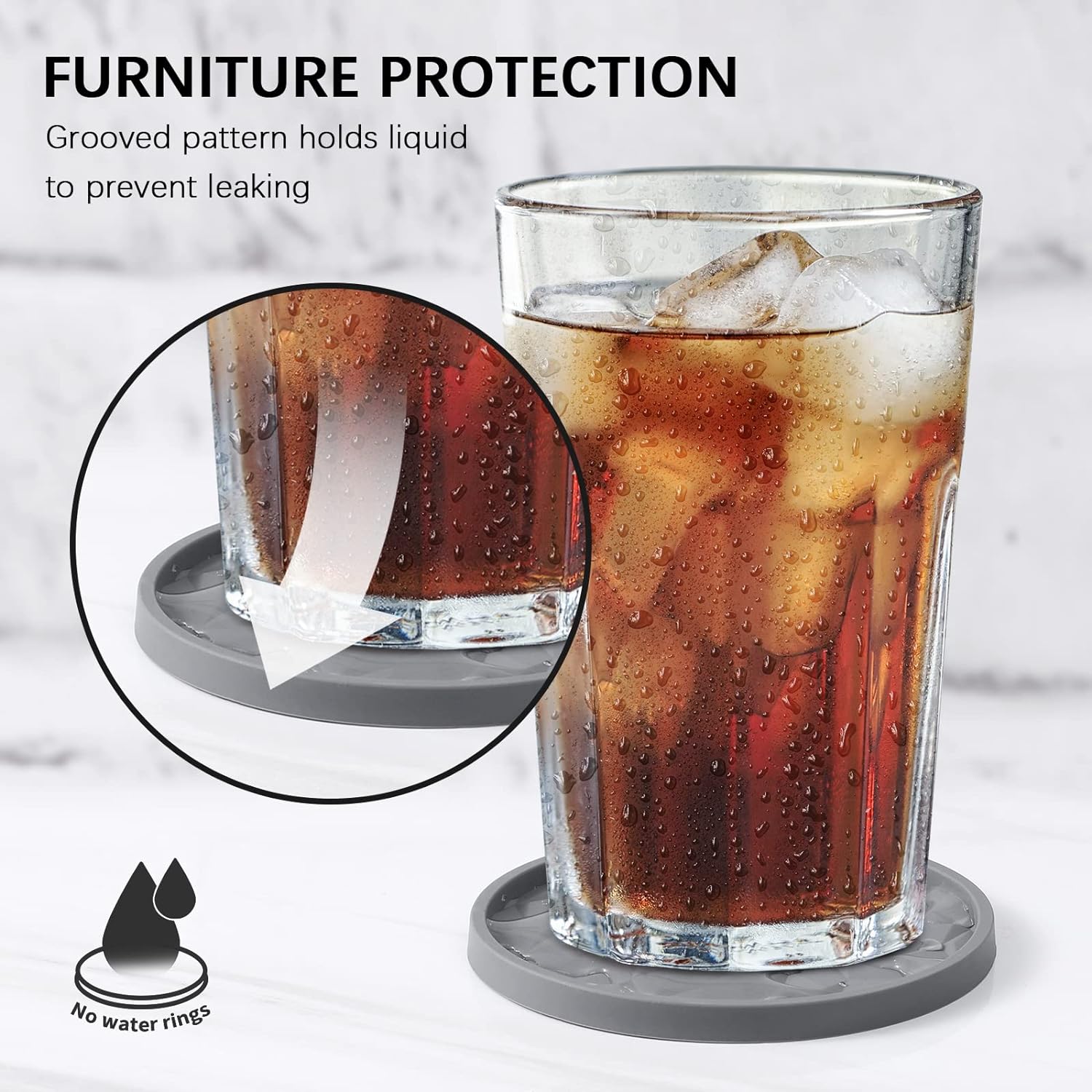 Silicone Coasters [6 Pack] Coasters with Holder -  Live for Hot or Cold Drink Thickened, Non-Slip, Non-Stick, Deep Tray
