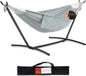 Heavy Duty 2 Person Hammock with Space Saving Steel Stand and Portable Carrying Bag Included (450Lb Capacity)