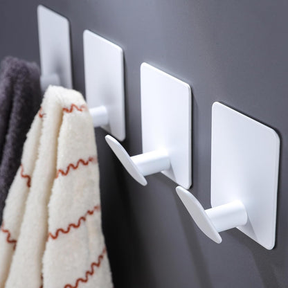 Adhesive Hooks - 4 Pack Hooks for Towels/Coats, Wall Hooks Stick on any Surface (Matte Black, Stainless Steel)