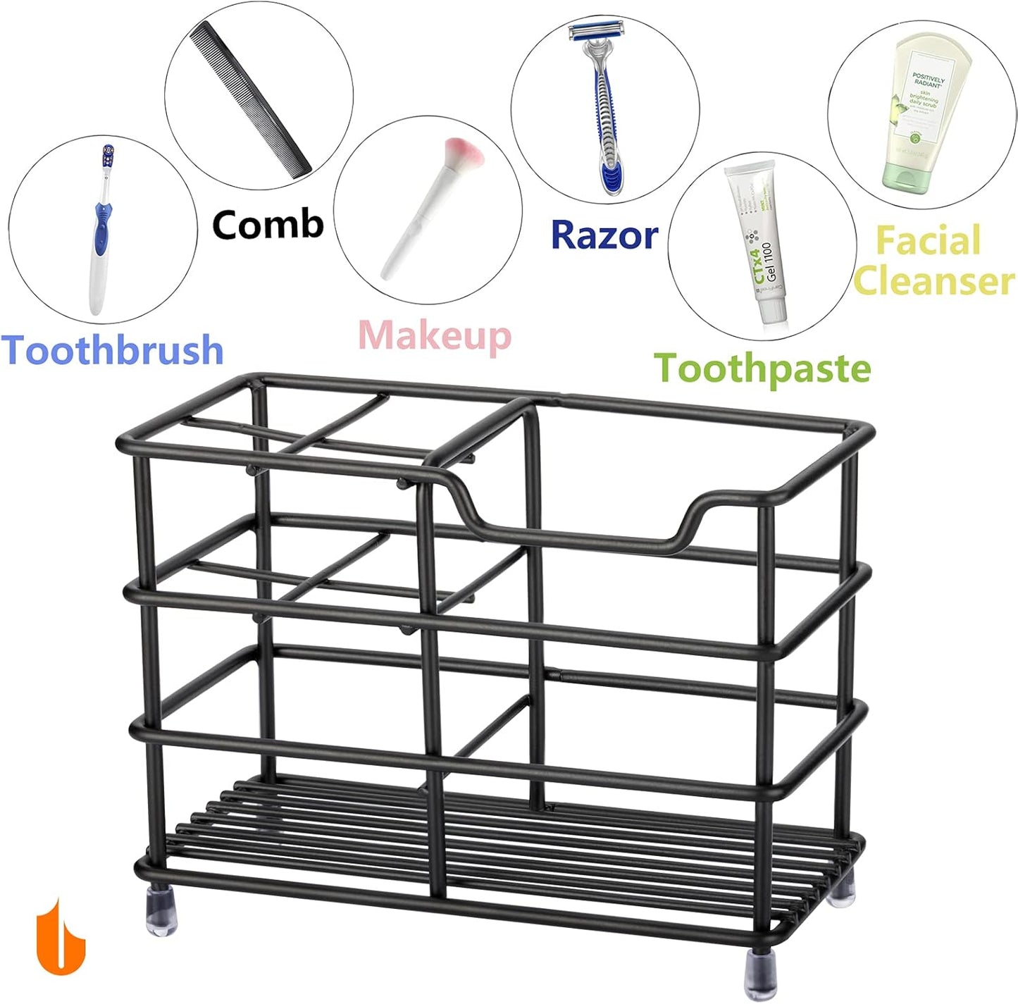 Stainless Steel Bathroom Toothbrush & Toothpaste Holder Bathroom Organizer