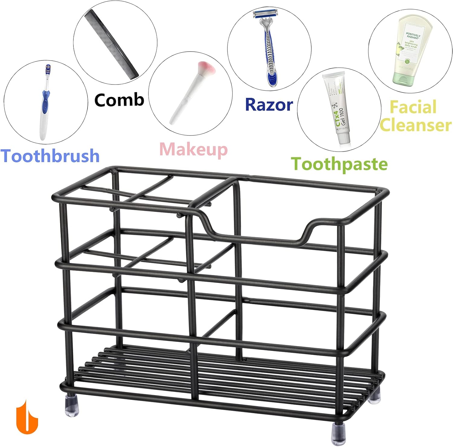 Stainless Steel Bathroom Toothbrush & Toothpaste Holder Bathroom Organizer