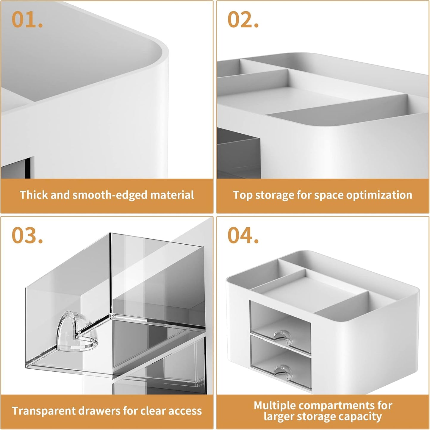 Pen Organizer with 2 Drawer, Multi-Functional Pencil Holder for Desk, Desk Organizers and Accessories with 5 Compartments + Drawer 