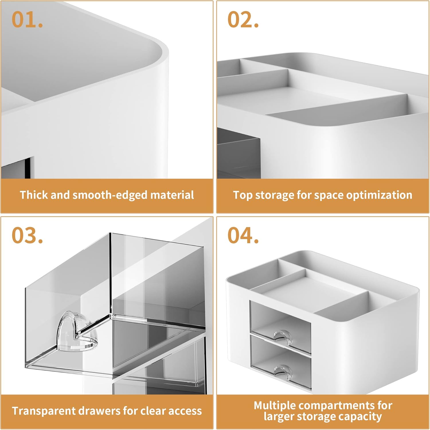 Pen Organizer with 2 Drawer, Multi-Functional Pencil Holder for Desk, Desk Organizers and Accessories with 5 Compartments + Drawer 
