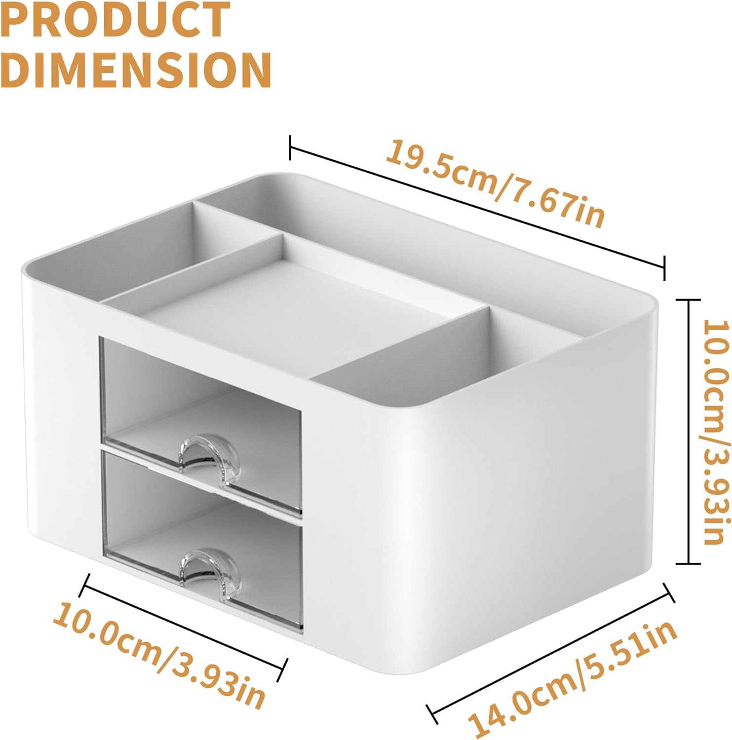 Pen Organizer with 2 Drawer, Multi-Functional Pencil Holder for Desk, Desk Organizers and Accessories with 5 Compartments + Drawer 