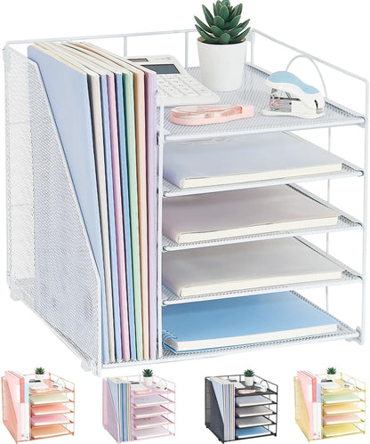Desk Organizers and Accessories, 5-Tier Paper Letter Tray with File Holder
