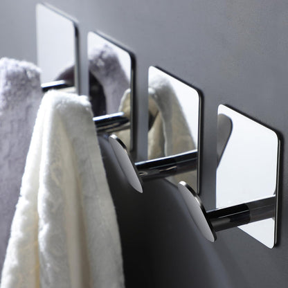 Adhesive Hooks - 4 Pack Hooks for Towels/Coats, Wall Hooks Stick on any Surface (Matte Black, Stainless Steel)