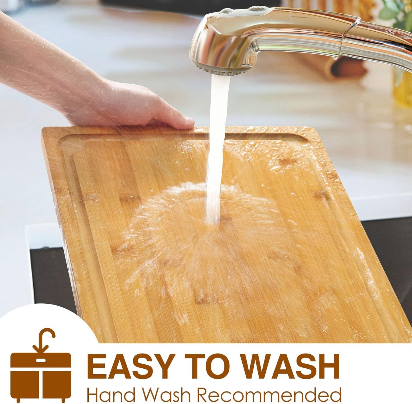 Extra Large Cutting Board, 17.6" Bamboo Cutting Boards for Kitchen with Juice Groove and Handles, Heavy Duty Serving Tray