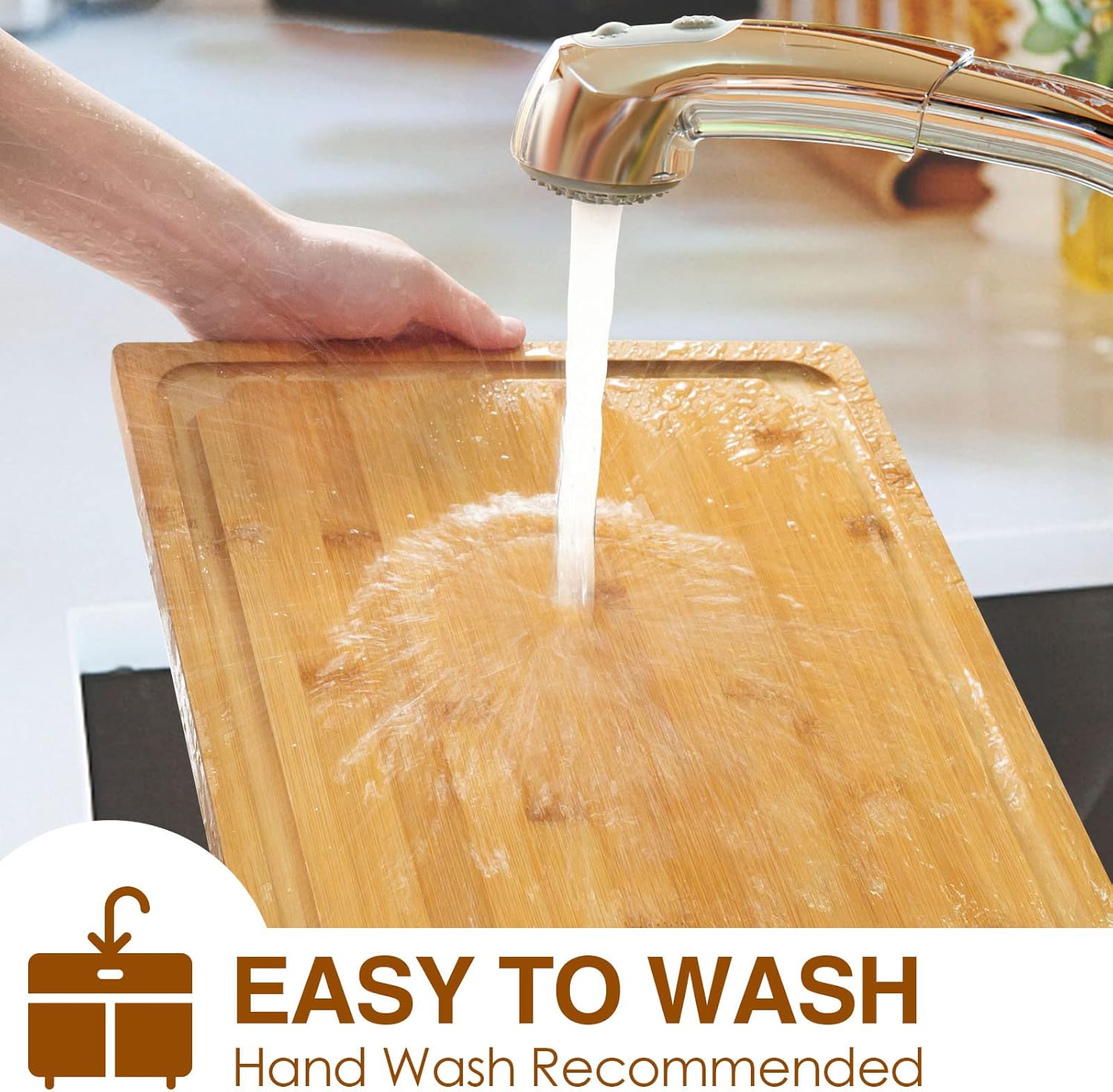 Extra Large Cutting Board, 17.6" Bamboo Cutting Boards for Kitchen with Juice Groove and Handles, Heavy Duty Serving Tray