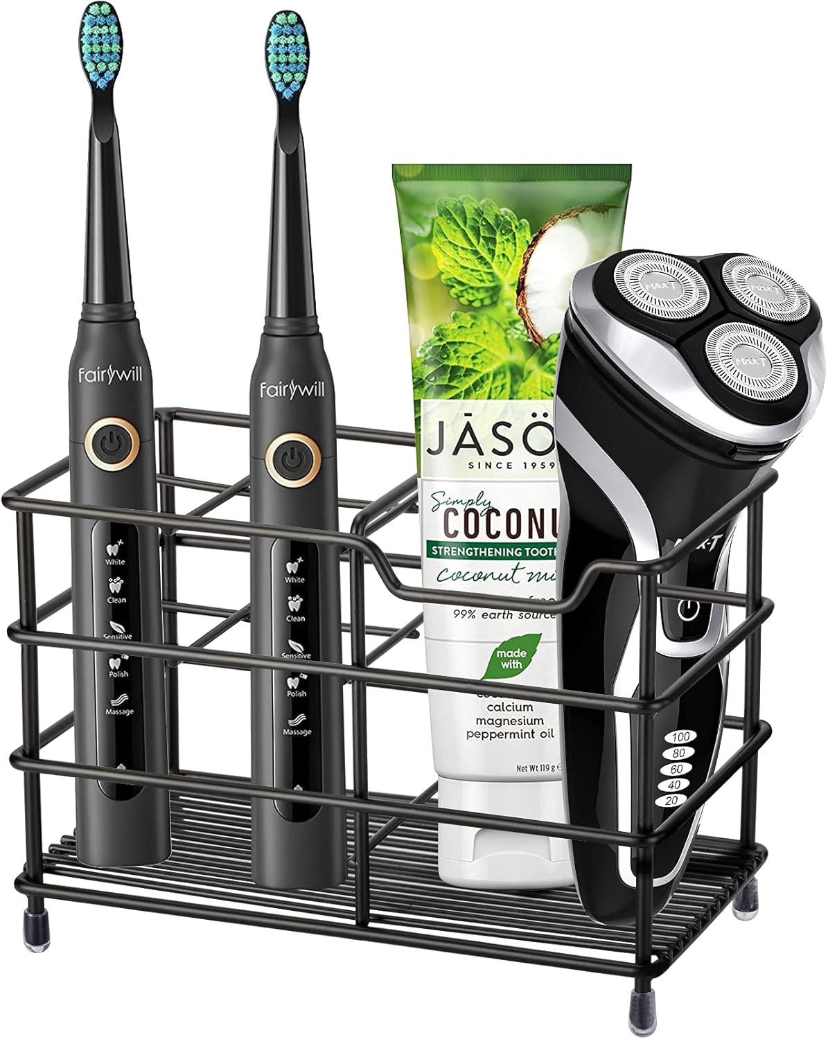 Stainless Steel Bathroom Toothbrush & Toothpaste Holder Bathroom Organizer