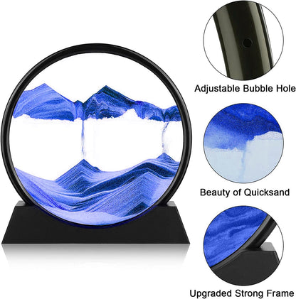 3D Dynamic Sand Art Liquid Motion, Moving Sand Art Picture, Round Glass 3D, Flowing Sand. 7''