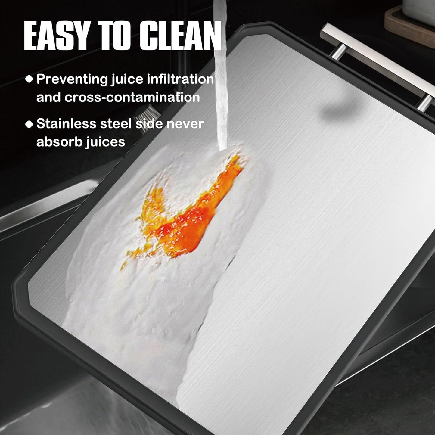 Stainless Steel Cutting Board, Double Sided Stainless Steel/Wheat Straw, Dishwasher Safe, Non Toxic Chopping Board