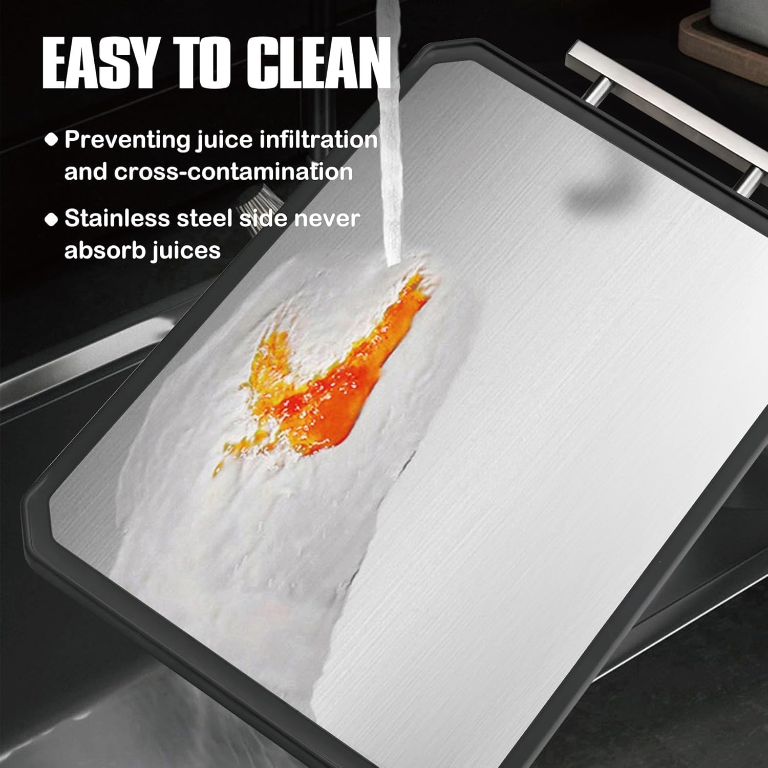 Stainless Steel Cutting Board, Double Sided Stainless Steel/Wheat Straw, Dishwasher Safe, Non Toxic Chopping Board