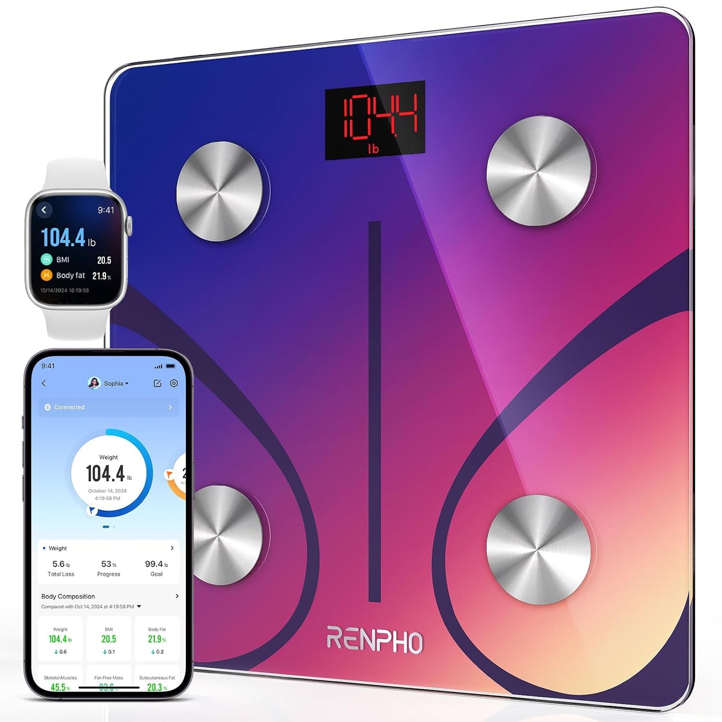 Smart Scale for Body Weight, FSA HSA Eligible, Digital Bathroom Scale BMI Weighing Bluetooth Body Fat Scale, Body Composition Monitor Health Analyzer with Smartphone App, 400 Lbs 