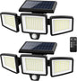 3 Head, Outdoor, Solar, Security, Motion Sensor Lights, 2500LM 210 LED, With Remote Control,  IP65 Waterproof,270° Wide Angle Flood Wall Lights with 3 Modes(2 Packs) (2 Pack, 2)