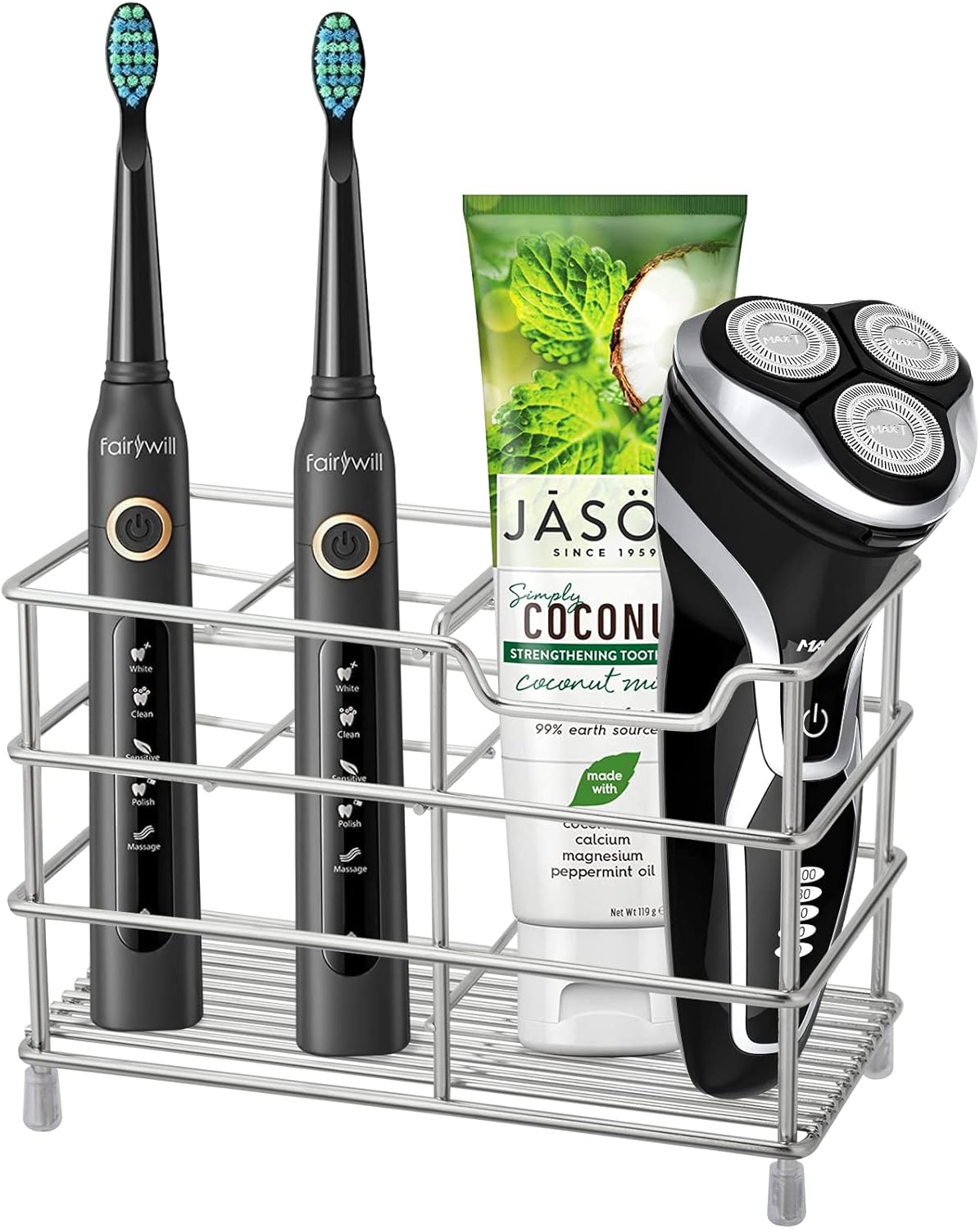 Stainless Steel Bathroom Toothbrush & Toothpaste Holder Bathroom Organizer