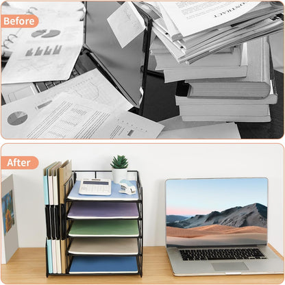 Desk Organizers and Accessories, 5-Tier Paper Letter Tray with File Holder