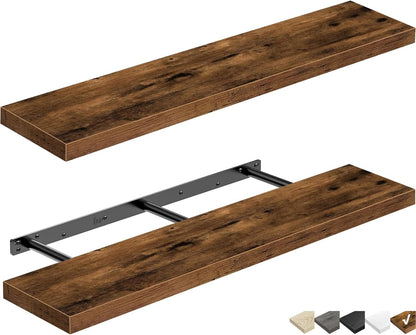 Floating Wall Shelf 24 Inches Long Farmhouse Decor, Wall Mounted 24 X 9 Inch Set of 2