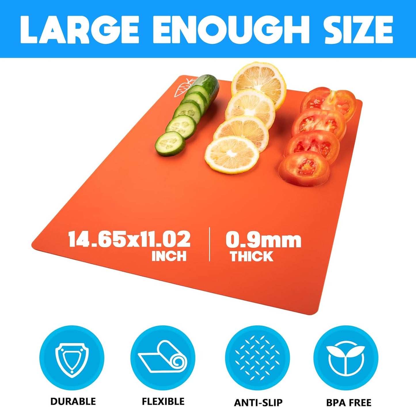 5 Piece Flexible Cutting Boards, BPA Free Plastic, Non Slip Cutting Mats