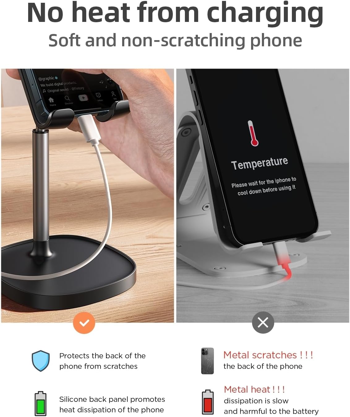 Cell Phone Stand Adjustable Phone Holer Fits All Mobile Phones, Switch, Kindle, Ipads, & Tablets 4-10In