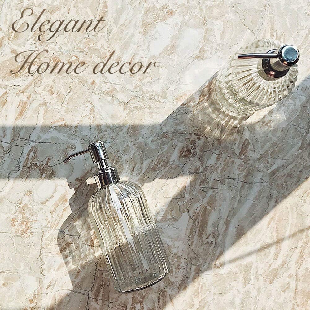 18 Oz Clear Glass Soap Dispenser with Rust Proof Stainless Steel Pump, Refillable Liquid Hand Soap Dispenser