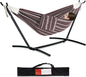 Heavy Duty 2 Person Hammock with Space Saving Steel Stand and Portable Carrying Bag Included (450Lb Capacity)
