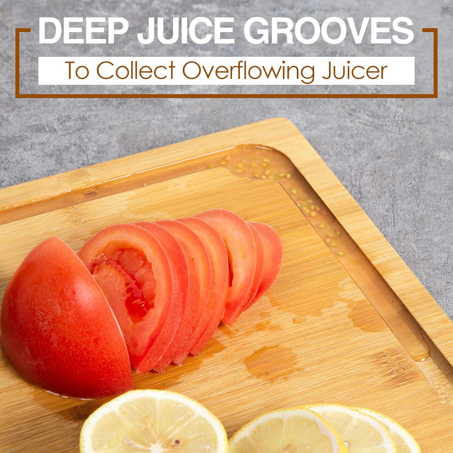 Extra Large Cutting Board, 17.6" Bamboo Cutting Boards for Kitchen with Juice Groove and Handles, Heavy Duty Serving Tray