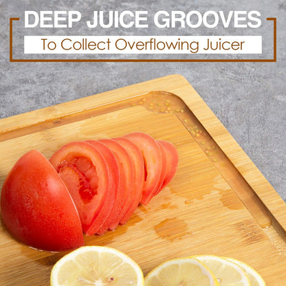 Extra Large Cutting Board, 17.6" Bamboo Cutting Boards for Kitchen with Juice Groove and Handles, Heavy Duty Serving Tray
