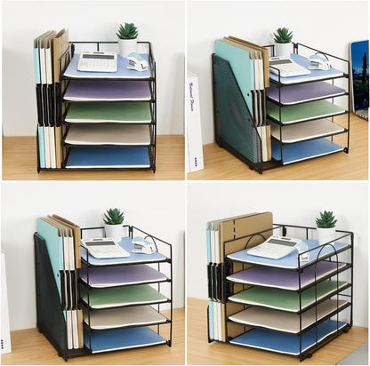 Desk Organizers and Accessories, 5-Tier Paper Letter Tray with File Holder