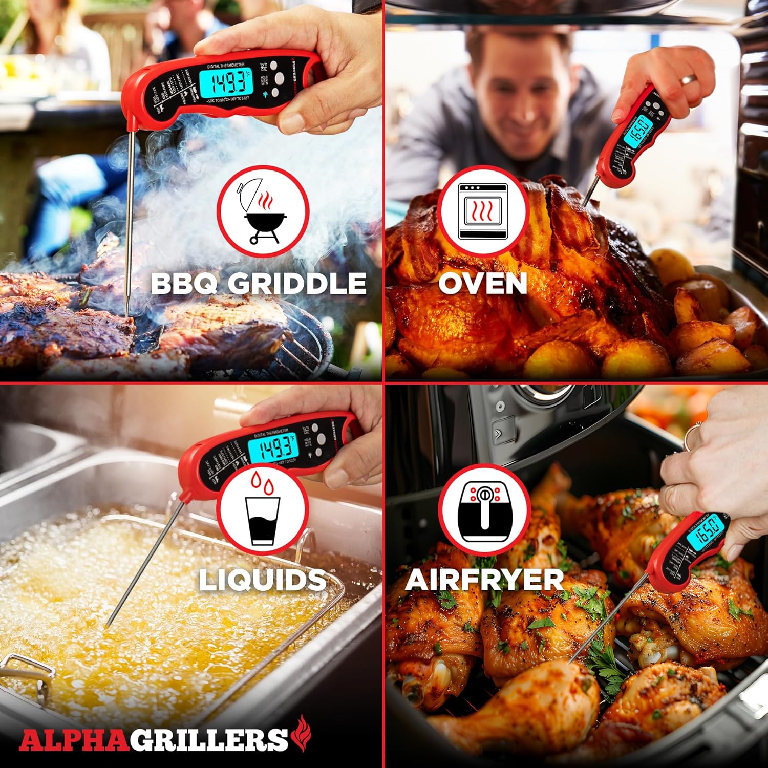 Digital Meat Thermometer - Instant Read Food Thermometer for Cooking, with Probe 