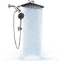 High Pressure Rain Shower Head Combo with Extension Arm- Wide Showerhead with 6 Handheld Water Spray - Adjustable Dual Shower with Anti-Clog Nozzles 