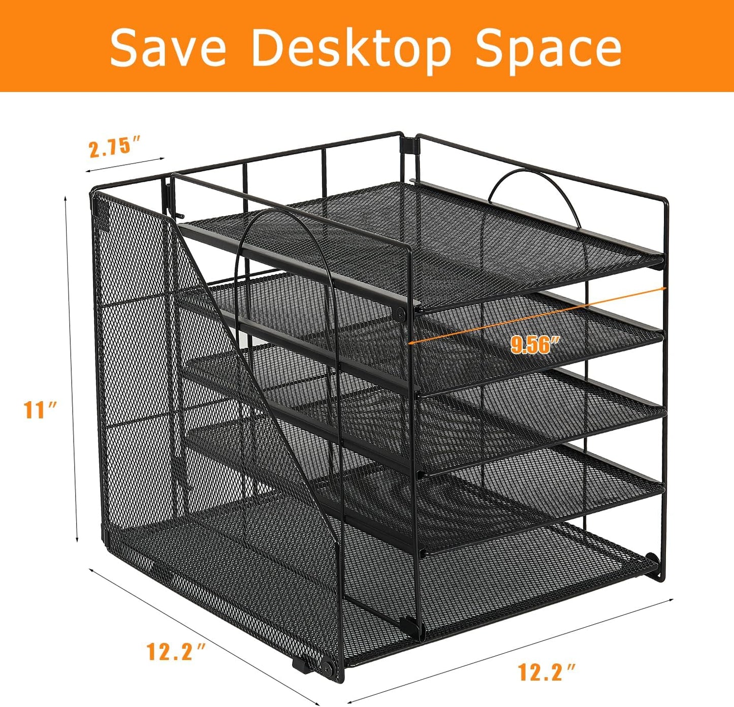 Desk Organizers and Accessories, 5-Tier Paper Letter Tray with File Holder