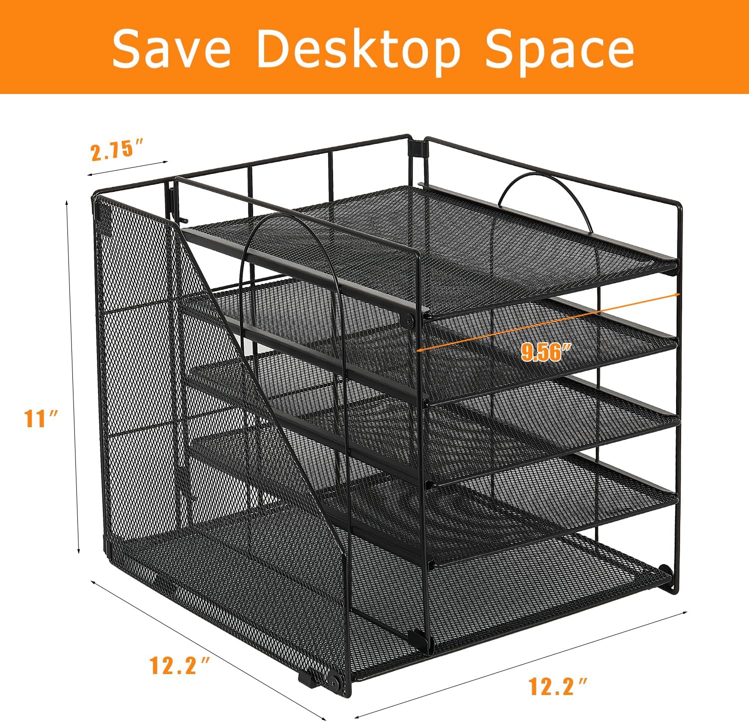 Desk Organizers and Accessories, 5-Tier Paper Letter Tray with File Holder