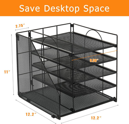 Desk Organizers and Accessories, 5-Tier Paper Letter Tray with File Holder