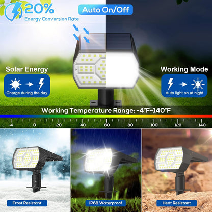 Outdoor Solar Lights, Waterproof IP68, 56 LED, 3 Lighting Modes Solar Powered Garden Yard Spot Lights - 4 Pack (Cool White)