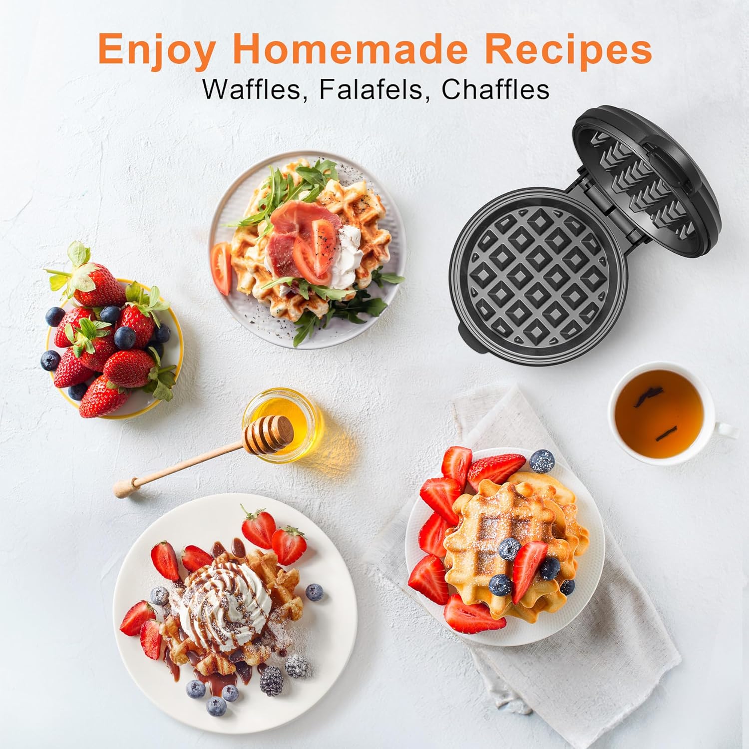 4 Inch, Mini Waffle Maker, Recipe Guide Included