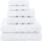 6 Piece Towel Set, 2 Bath Towels 2 Hand Towels 2 Washcloths, 100% Cotton Turkish Towels for Bathroom, White Towel Sets