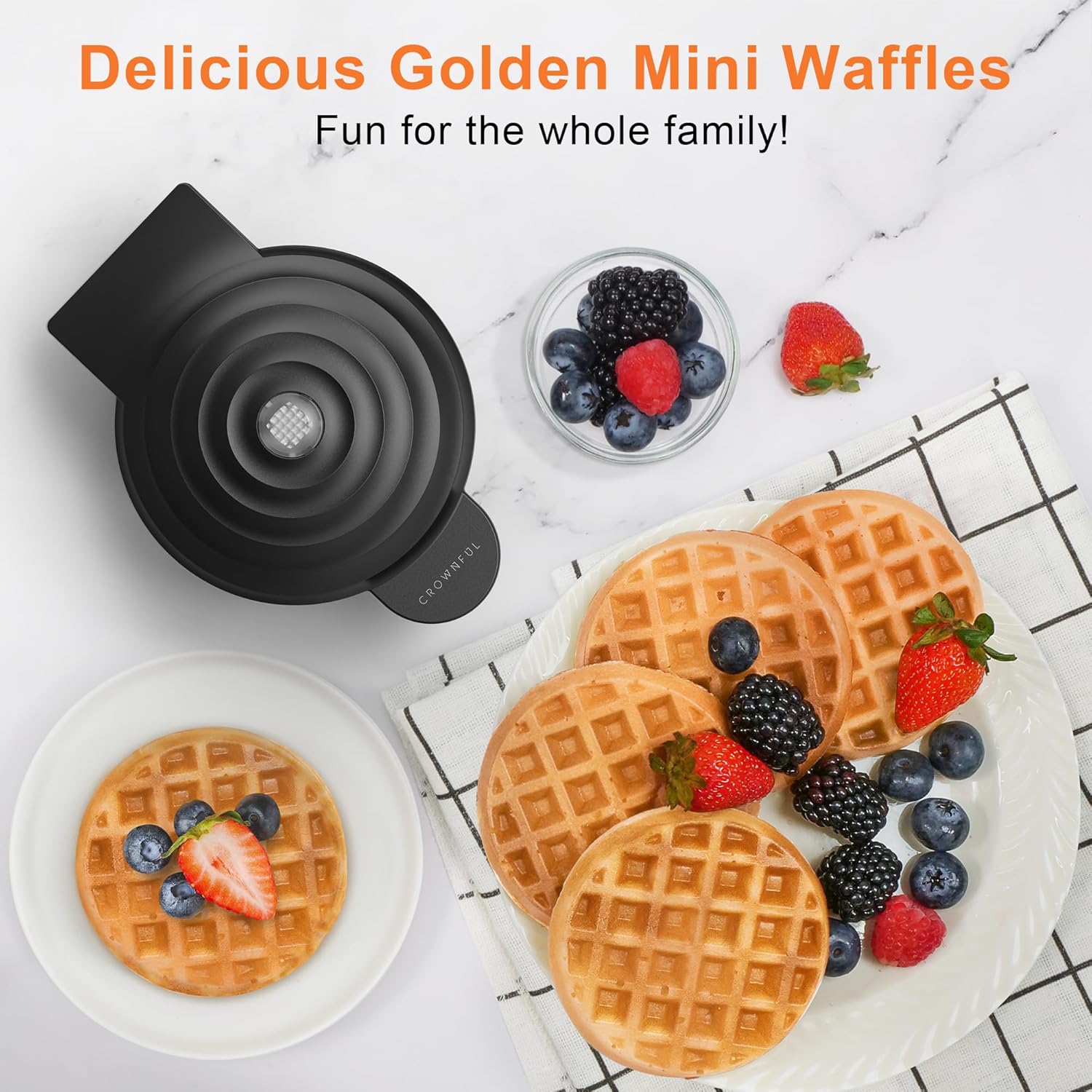 4 Inch, Mini Waffle Maker, Recipe Guide Included
