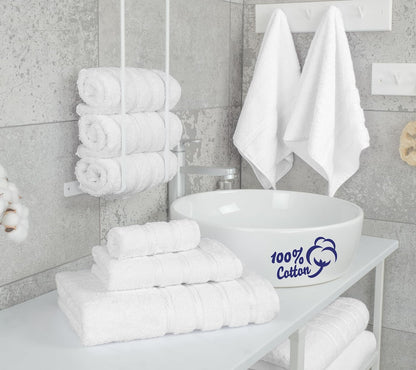 6 Piece Towel Set, 2 Bath Towels 2 Hand Towels 2 Washcloths, 100% Cotton Turkish Towels for Bathroom, White Towel Sets