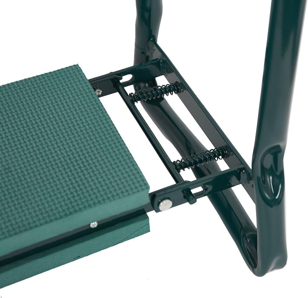 Folding Garden Kneeler Seat Portable Bench Stool with Soft Kneeling Foam Pad and Tool Pouch 
