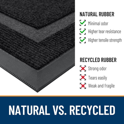 Front Door Mat Indoor/Outdoor Entrance, Waterproof All-Season, All-Weather Doormat, Sturdy Natural Rubber, Fade Resistant, Low Profile, Easy Clean, 29.5"X17"