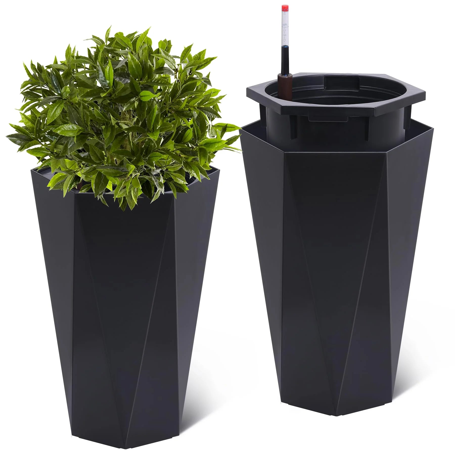 23" Tall Planters Set of 2, Planter Pots, High Front Porch Planter Pots with Drainage Holes