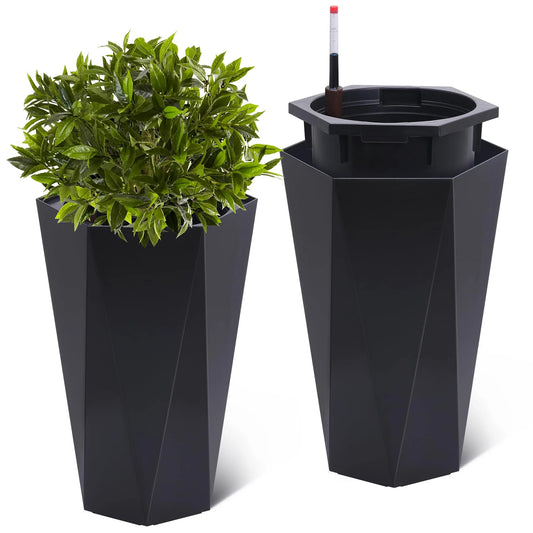 23" Tall Planters Set of 2, Planter Pots, High Front Porch Planter Pots with Drainage Holes