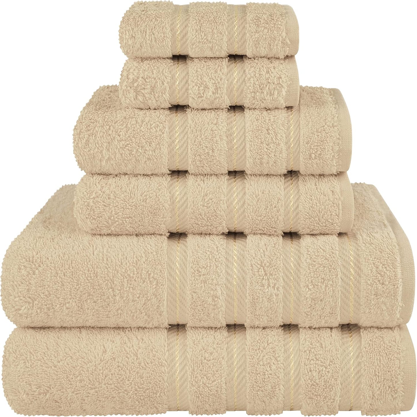 6 Piece Towel Set, 2 Bath Towels 2 Hand Towels 2 Washcloths, 100% Cotton Turkish Towels for Bathroom, White Towel Sets